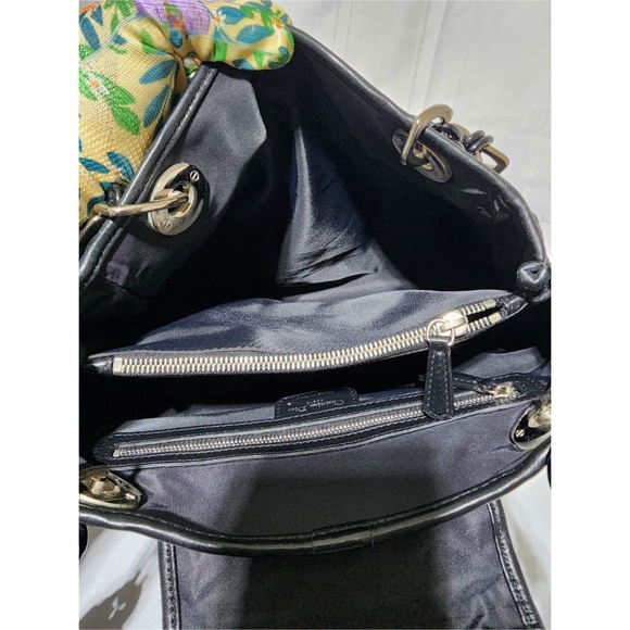 Authentic CHRISTIAN DIOR Cannage Quilted Satin Charming Lock Tote Bag Black - Picture 6 of 13